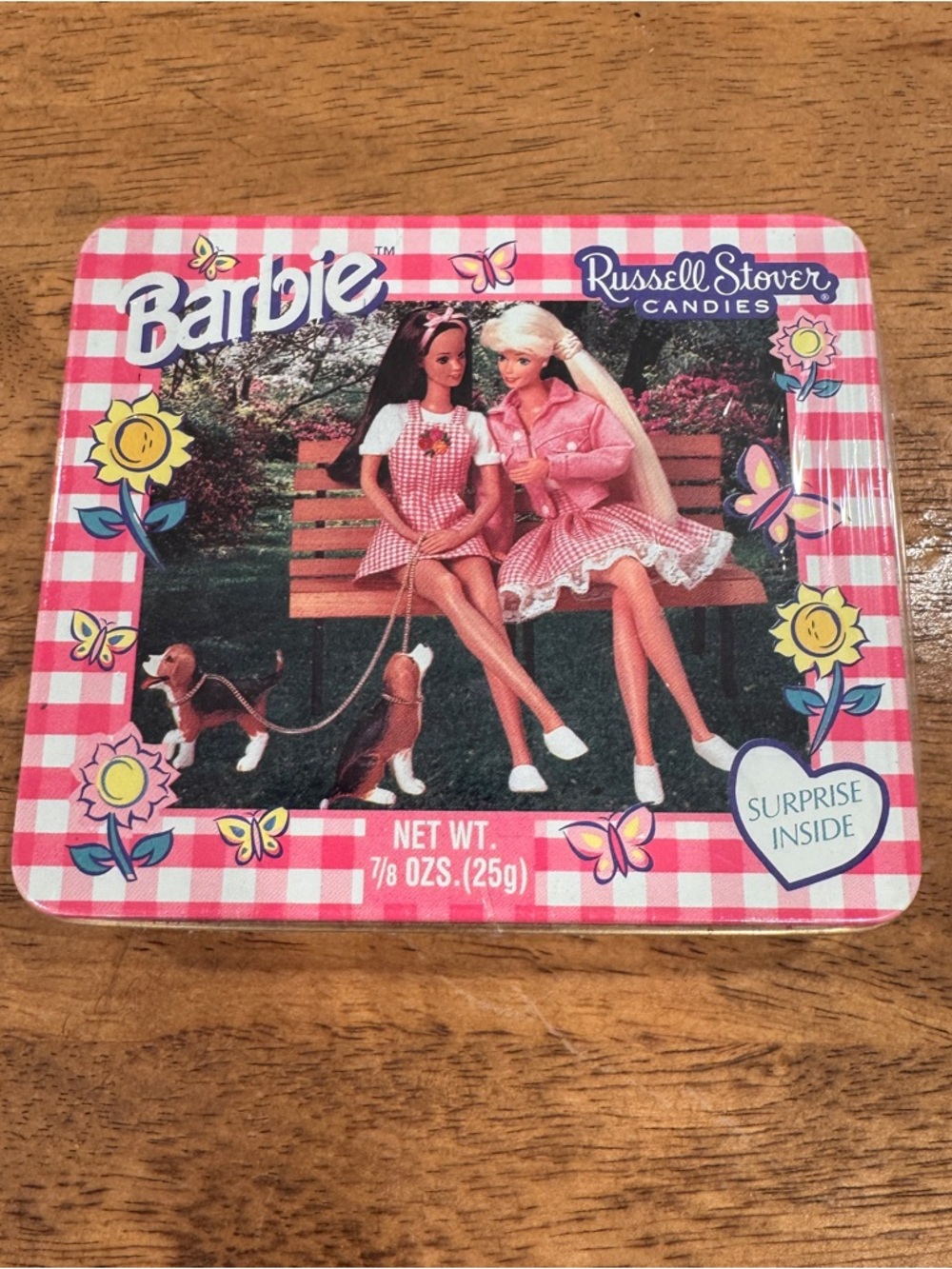 Vintage Barbie Metal Tim Box Russell Stover Surprise Inside New